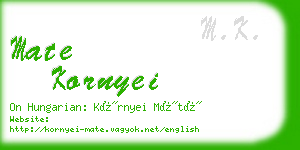 mate kornyei business card